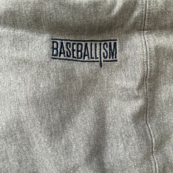 Baseballism Hoodie Double Sided Graphic Gray with Blue Raglan Sleeves Mens XL - Picture 7 of 11